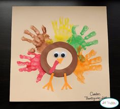 a turkey handprinted on a piece of paper