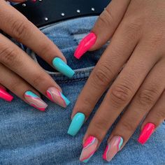 Summer Nails 2023, Neon Acrylic Nails, Nails Dark, Nails Dip, Summery Nails, Vacation Nails, Nails 2023