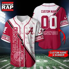 NCAA Alabama Crimson Tide Logo Team Sport Design Baseball Jersey Gear up and show your support for the iconic Alabama Crimson Tide with our NCAA Alabama Crimson Tide Logo Team Sport Design Baseball Jersey. Perfect for dedicated fans and athletes alike, this baseball jersey embodies the spirit of college athletics, giving you a stylish way to express your team loyalty while enjoying ultimate comfort during the spring baseball season. Crafted from high-quality polyester, this jersey is designed fo College Baseball Jersey With Name Print For Sports Season, Collegiate Letter Print Jersey For Baseball Season, Collegiate Baseball Jersey With Name Print For Game Day, Varsity Baseball Jersey With Team Name For Sports Season, Customizable Cotton Baseball Jersey For Fans, Team-colored Baseball Jersey With Letter Print For Fans, Team-colored Baseball Jersey With Name Print, Team Spirit Jersey With Letter Print For Baseball Season, Baseball Season Fan Apparel Jersey With Letter Print