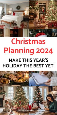 christmas planning for the year is shown in this collage with photos and text that says,