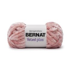 bernat velvet plus yarn ball in pink, on a white background with the label