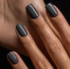 Grey Polish Nails, Smokey Gray Nails, Grey Biab Nails, Dark Pedicure Ideas, Light Black Nails, Grey And Pink Nail Ideas, Grey Gel Nails Ideas, Grey Manicure Ideas, Grey Dip Nails