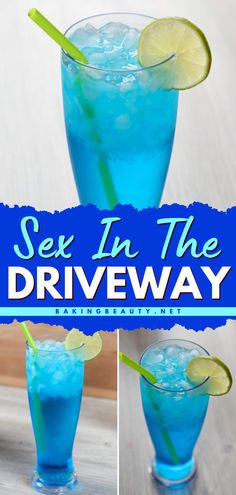 Here's an easy alcoholic drink recipe to try! Learn how to make Sex in the Driveway Cocktail! This creative cocktail features bright fruity flavors and an eye-catching electric blue color. Save this pin! Cheap Mixed Drinks, Mixed Drinks Alcohol Recipes, Sweet Alcoholic Drinks, Drinks Alcohol Recipes Easy, Summer Drinks Alcohol Recipes, Fruity Mixed Drinks, Fruity Alcohol Drinks