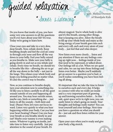 an article with the words guided relaxation written in blue and green ink on it, surrounded by flowers