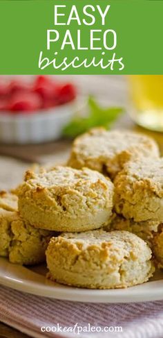 easy palen biscuits on a white plate with a glass of orange juice in the background