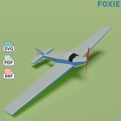 a paper model of a single engine plane on a green background with the words foxie above it