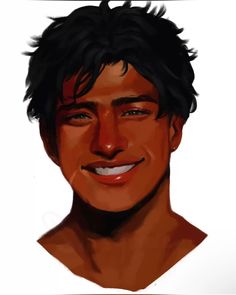 a digital painting of a smiling man with black hair