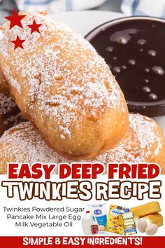 an advertisement for twinkie's recipe with two sugary donuts stacked on top of each other