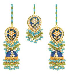 Meenakari Mirror, Earrings Piece, Stone Bar, Maang Tikka, Stylish Party