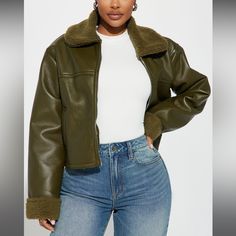 New With Tags Olive Fashion, Coats Fashion, Cute Modest Outfits, Bad Influence, Downtown Girl, Cropped Jacket, Crop Jacket, Modest Outfits, Fashion Nova