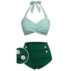 Stunning Retro Stage Green Halter Bikini Set, Women's Size Medium. Brand New With Tags. The 2-Piece Bathing Suit Features A High-Waisted Bottom Style And Is Made With A Blend Of Spandex And Polyamide, Ensuring A Comfortable And Stretchy Fit. The Adjustable Straps And Buckle Accent Provide A Flattering And Secure Fit, While The Slimming And Tummy Control Features Enhance Your Silhouette. This Swimsuit Is Perfect For Any Beach Or Pool Day, And With Its Pin-Up Marylin Monroe And Retro Vintage 40's Retro High Waist Swimwear For Pool, Retro High-waist Swimwear For Pool, Retro High Waist Swimwear For Vacation, Retro High-waist Swimwear For Vacation, Retro Fitted Swimwear For Beach, Fitted Retro Swimwear For Beach, Vintage Halter Neck Swimwear For Beach, Vintage Halter Neck Swimwear For Summer, Vintage Swimwear For Beach Season