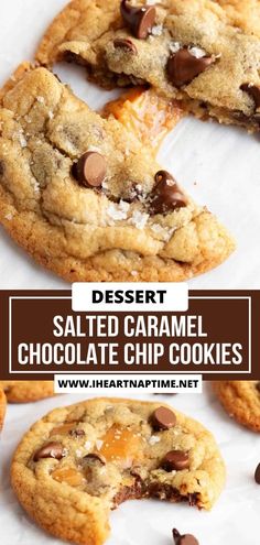 These salted caramel chocolate chip cookies are soft, chewy, and filled with melted caramel and finished with sea salt for a sweet and salty combination in every bite!