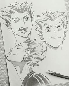 an image of two anime characters drawn in pencil