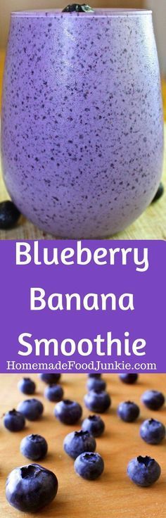 blueberry banana smoothie in a bowl with the words, how to make it