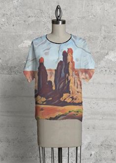 Monument Valley Navajo. Such a beautiful desert scene on this soft, boxy shape that sits away from the body and comes to the top of the hip. Audacity Press original. Beautiful Desert, Desert Scene, Monument Valley, Monument, Photographer, Women's Top, Beauty, Design