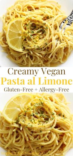 creamy vegan pasta al limoo with lemon and herbs