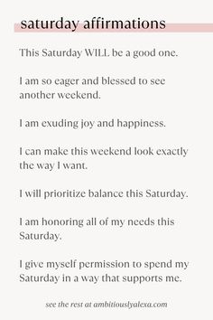 Woohoo, it’s Saturday! 🎉 The weekend is always a good cause for celebration, so let’s kick it off the right way with these Saturday affirmations! Saturday Affirmation, Affirmation Board, Happy Weekend Quotes, Growth Mindset Quotes, Weekend Quotes, Productivity Quotes, Miracle Morning, Affirmations For Happiness, Affirmations For Women