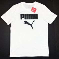 Men Puma T-Shirt New With Tags Color: Black And White Size: Medium Puma Shirts, Puma Tshirt, Color Black And White, Puma White, Black Background, White Black, Tee Shirts, Mens Shirts, Man Shop