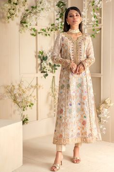 Damsa | Pakistani Designer Outfit | Sarosh Salman Elegant Festive Sets With Multicolor Embroidery, Bollywood Style Embroidered Dress With Mirror Work, Festive Multicolor Embroidered Dress With Long Sleeves, Festive Multicolor Long Sleeve Embroidered Dress, Elegant Traditional Wear With Multicolor Embroidery, Bollywood Style Festive Embroidered Dress With Mirror Work, Multicolor Dabka Work Designer Dress, Eid Party Embroidered Dress With Mirror Work, Traditional Embroidered Dress With Mirror Work For Designer Wear