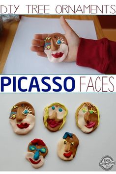 this is an easy diy tree ornament for kids to make it looks like they are making faces