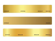 three gold labels with different font and numbers