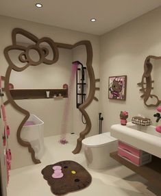 Hello Kitty Bathroom, Hello Kitty Room Decor, Hello Kitty Decorations, Hello Kitty Bedroom, Girly Apartments, Girly Apartment Decor, Hello Kitty House, Hello Kitty Rooms, Cute Diy Room Decor