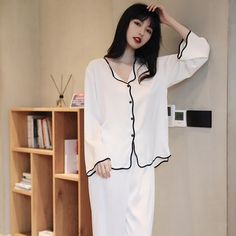 Size Size Chart For Women Shirt Bust Shirt Length Pant Length Pant Hips cm inch cm inch cm inch cm inch M 94 37.0 60 23.6 90 35.4 106 41.7 L 100 39.4 62 24.4 92 36.2 110 43.3 XL 106 41.7 64 25.2 94 37.0 114 44.9 Recommend for Women Size M L XL fit for height (cm) 155 - 165 160 - 168 165 - 175 fit for weight (kg) 40 - 53 53 - 60 60 - 68 Tips: 1.due to manual measurement , allow 1-3cm difference ,please check and compare the size details before order, thanks! 2.Color may little vary due to differe Silk Pijama, Chic Romper, Satin Pajama Set, Women Sleepwear, Full Body Suit, Satin Pyjama Set, Summer Chic, Summer Suits, Satin Pajamas