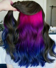 Pink Peekaboo Hair, Peekaboo Hair Color, Hair Color Placement, Natural Dark Hair, Hidden Hair Color, Peekaboo Hair Colors, Pinterest Predicts, Peekaboo Highlights, Galaxy Hair