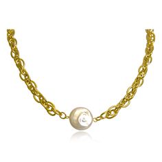 Our glamorous Harper Necklace fuses the natural beauty of pearls and the hardware appeal of glossy chain links, giving it an artistic design filled with textures. A white button pearl shimmers in a drop setting, gracefully centered on a multi-link oval cable chain. Metal Type: Stainless Steel Metal Plating: Gold PlatingStone: PearlLength: 18” Elegant Pearl Necklace With Chain Link, Elegant Necklace With Oval Link Pearl Chain, Formal Pearl Necklace With Cable Chain, Gold Pearl Necklace With Cable Chain, Chain Links, Good Cause, Steel Metal, Free Items, Cable Chain