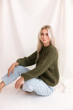 "Every woman deserves to be wrapped in love and care - and we have a sweater just for that and more. Our timeless chunky knit features the highest quality fibers to ensure warmth for the rainy evenings and soft touch for the hectic mornings. Hand-knitted by exceptional women for the comfort and elegance of those alike. DETAILS 50% Alpaca, 33% Cotton, 17% Wool. Dark Olive color. You can choose any other color listed in the last photo. Hand knitted cardigan. SIZE Available sizes Petit/XS/S/M/L/XL Green Knitted Top For Winter, Fall Chunky Knit Crew Neck Knitting Pattern, Cozy Crew Neck Soft Knit Pattern, Cozy Knitted Sweater With Relaxed Fit, Cozy Crew Neck Knitting Pattern In Soft Knit, Cozy Crew Neck Knit Sweater, Cozy Knitted Sweater For Layering, Green Relaxed Fit Knitted Sweater, Cozy Fit Crew Neck Knit Sweater