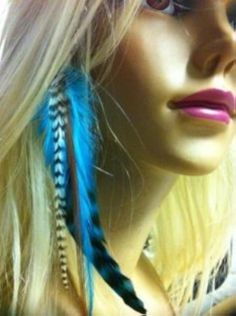 PRICES MAY VARY. 5 FEATHER BONDED TOGETHER AT THE TIP WITH A NON SLIP COMB. THIS EXTENSION IS GREAT TO TAKE OUT AND PUT BACK IN ANY TIME. QUALITY BEAUTIFUL INDIAN BLUE COLOR STYLE FEATHERS. ONE GENUINE CLIP ON FEATHER HAIR EXTENSION CONTAINING 5 FEATHERS IN TOTAL NO TWO FEATHERS ARE A LIKE BECAUSE THESE ARE GENUINE FEATHERS SO COLOR AND THICKNESS WILL VARY You will get five feathers that will be bonded together at the tip to make one set of feather extension -The feathers are real so the sizes a Feathers For Hair, Bead Extensions, Two Feathers, Feather Extensions, Indian Blue, Feather Hair Extensions, Micro Beads, Hair Extensions Best, Feather Hair