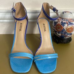 Just Fab Sexy Blue Dress Sandal Size 7.5 Brand New! Perfect For Any Occasion Blue Fitted Sandals With Ankle Strap, Fitted Blue Sandals With Heel Strap, Blue Sandals With 4-inch Heel, Blue Sandals With 4-inch Heel For Summer, Blue Fitted Sandals With 4-inch Heel, Fitted Blue Sandals With 4-inch Heel, Fitted Blue Heels For Summer, Fitted Blue Summer Heels, Blue High Heel Sandals For The Beach