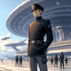 a man standing in front of a futuristic city