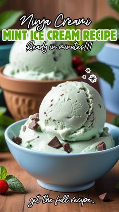 mint ice cream recipe being served in a bowl