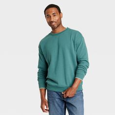 Take cool-weather days on in laidback style with this French Terry Crewneck Pullover Sweatshirt from Goodfellow & Co™. Made from 100% cotton French terry fabric and tailored in a relaxed fit, this crewneck sweatshirt offers all-day cozy comfort, and it's designed with ribbed hem and cuffs for a snug fit and neat finish. Designed in a solid hue, you can pair it with different shorts or pants for versatile cool-weather outfit options. Goodfellow & Co™: Feel good in what you wear, anywhere. Green Fleece Sweats For Fall, Relaxed Fit Cotton Sweatshirt For Weekend Wear, Cotton Sweatshirt For Casual Gatherings In Spring, Green Relaxed Fit Fleece Sweats, Long Sleeve Cotton Sweatshirt For Weekend Wear, Cotton Winter Sweatshirt, Casual Cotton Sweatshirt For Gatherings, Winter Cotton Sweatshirt For Everyday, Cotton Long Sleeve Sweatshirt For Weekend