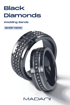 black diamonds wedding bands are shown in this ad