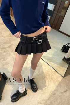 Lasaky - Elegant Black Flounce A-Line Mini Skirt with Dual Waistbands, Ideal for a Stylish and Seductive Appeal A Line Mini Skirt, Skirt Skirt, 가을 패션, Short Skirt, Types Of Skirts, Fashion Killa, Look Fashion, Pretty Outfits, Fashion Item