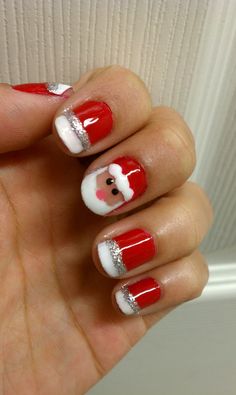 Santa nails. Do It Yourself Nails, Christmas Nail Designs Easy, Nail Art Noel, Santa Nails, Unghie Nail Art, Christmas Nails Easy, Christmas Nail Art Designs, Nail Art Videos, Nail Swag