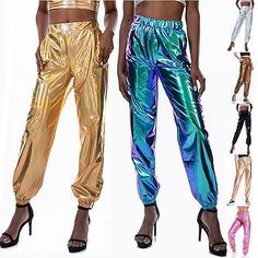 Gender:Women's; What's in the box:Pants; Types:Pants,Cargo Pants,Loose Pants; Holiday:Carnival,Masquerade; Style:Hip Pop,1980s,Shiny,Laser Holographic; Occasion:Pride Parade,Pride Month; Material:Polyester; Characters:Spicy Girls; Pattern:Solid Color; Production mode:External procurement; Hip:; Waist:; Length [Bottom]:; Theme:Carnival Costume 1980s Outfits, Streetwear Plus Size, Holographic Color, Dance Costumes Hip Hop, Costume Carnaval, Womens Cosplay, Girl Punk, Space Fashion, Competition Costumes