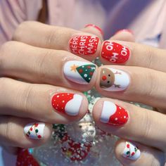 Nail Noel, Holiday Nails Christmas, Nail Art Disney, Christmas Nails Acrylic, Nail Styles