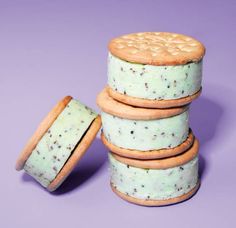 four cookies are stacked on top of each other