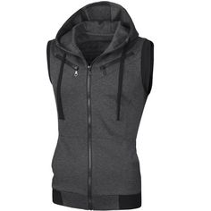 Modern and comfortable, this sleeveless zip-up hoodie features one split pocket and drawstrings, which are great for fall or spring to complement any casual outfit. The stylish hooded vest is easy to carry around to your outdoor activities such as basketball, hiking, and camping. Style this vest with your active shorts or pants. Casual Winter Vest With Zipper Closure, Fall Streetwear Vest With Side Pockets, Winter Streetwear Vest With Zipper Closure, Hooded Vest With Pockets, Hooded Casual Vest For Streetwear, Casual Hooded Streetwear Vest, Winter Streetwear Vest With Side Pockets, Sleeveless Hoodie For Winter Streetwear, Winter Hooded Vest Top