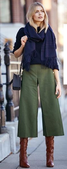 Culottes Outfit Casual, Stylish Fall Outfits, Boating Outfit, Black Pants Casual, Spring Look, Mode Chic