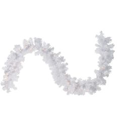 a white christmas garland with lights hanging from it's sides on a white background