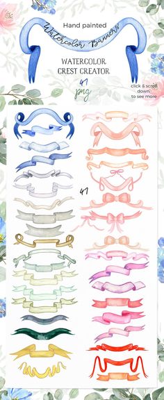 an image of watercolor crests and ribbons