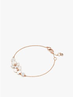 Trendy Kate Spade Bracelet, Elegant Metal Bracelets By Kate Spade, Luxury Elegant Kate Spade Bracelet, Chic Gold Kate Spade Bracelets, Adjustable Gold Kate Spade Bracelets, Pearl Shell, Gold Tone Metal, Pansies, Mother Of Pearl