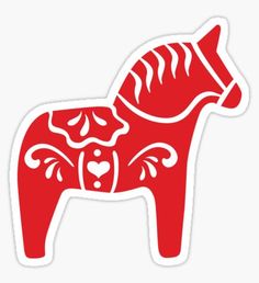 a red horse sticker on a white background