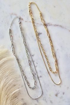 Staycation Layered Necklaces – Wild Bohemian Double Layer Necklace, Snake Chain, Chain Link, Layered Necklaces, Minimalist Fashion, Handcrafted Jewelry, Silver Gold, Jewelry Accessories, Chain