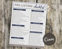 a printable pre - listing checklist on a wooden background