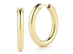 Roberto Coin Earrings Roberto Coin's Designer 18K Yellow Gold Perfect Hoop Earrings Roberto Coins, Glow Design, Roberto Coin, Gold Design, Sophisticated Style, New Hampshire, Oval Shape, Timeless Beauty, Jewelry Collection